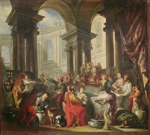 A Feast held in a Circular Portico of the Ionic Order, c.1720-25 by Giovanni Paolo Pannini